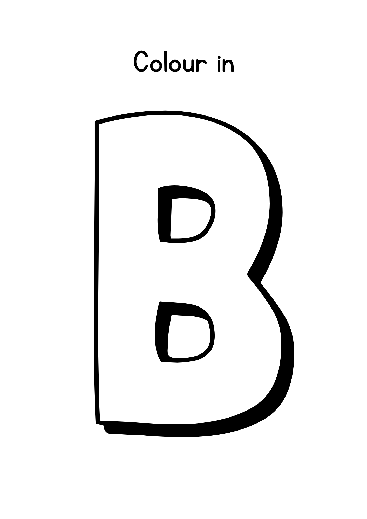 Colour the letter B — interior page from the English Alphabet Workbook