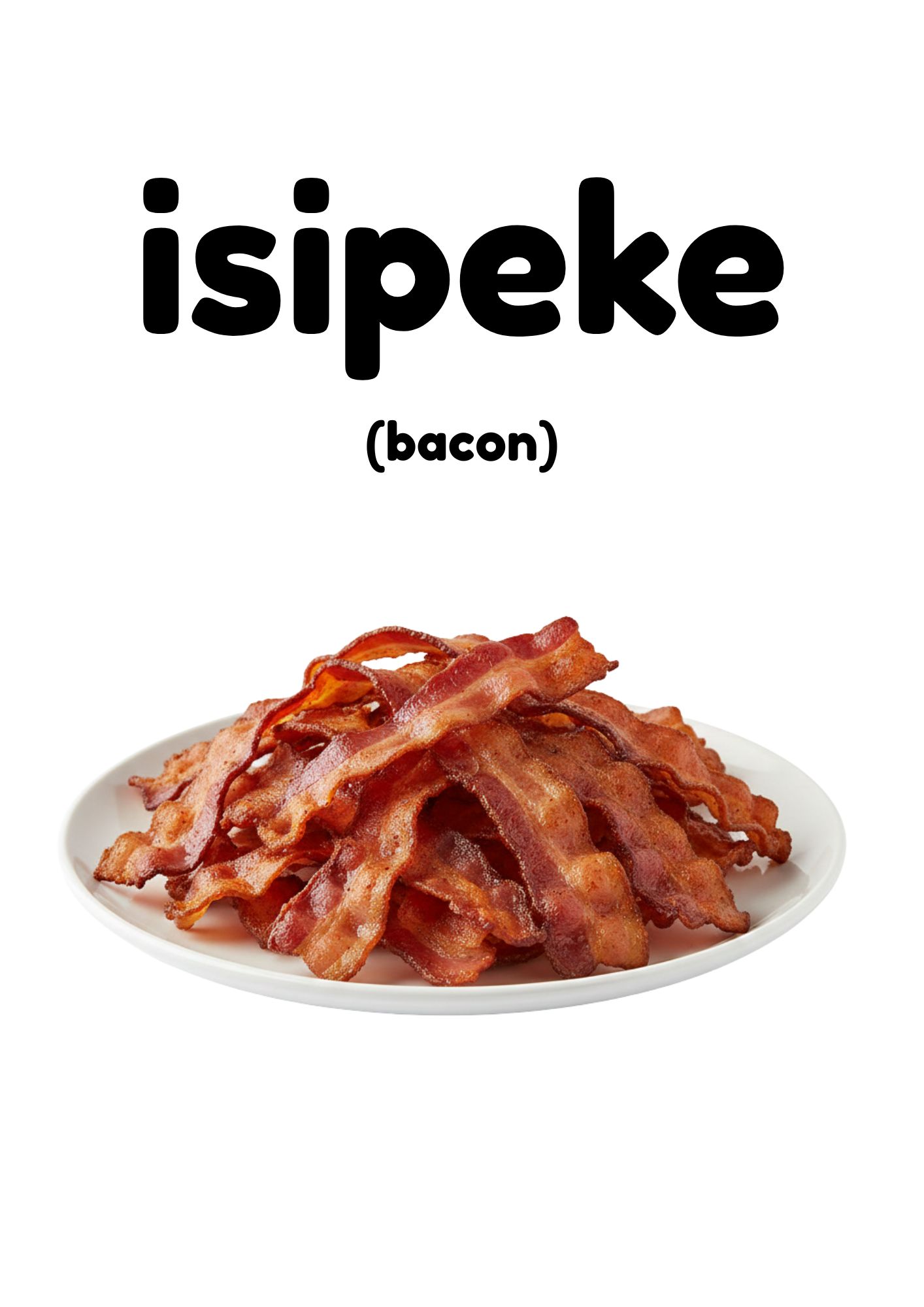 Isipeke (bacon) — interior page from the Ukutya food workbook