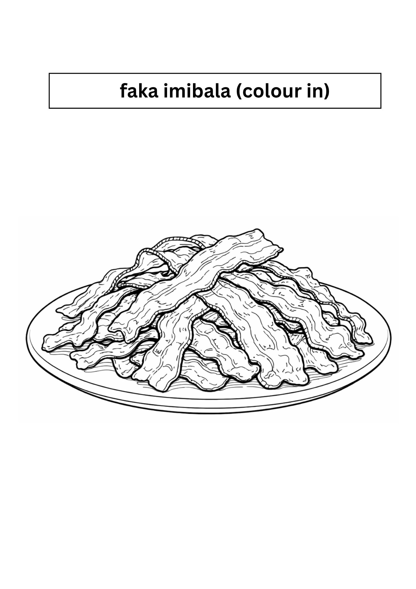 Colour the bacon — interior page from the Ukutya food workbook