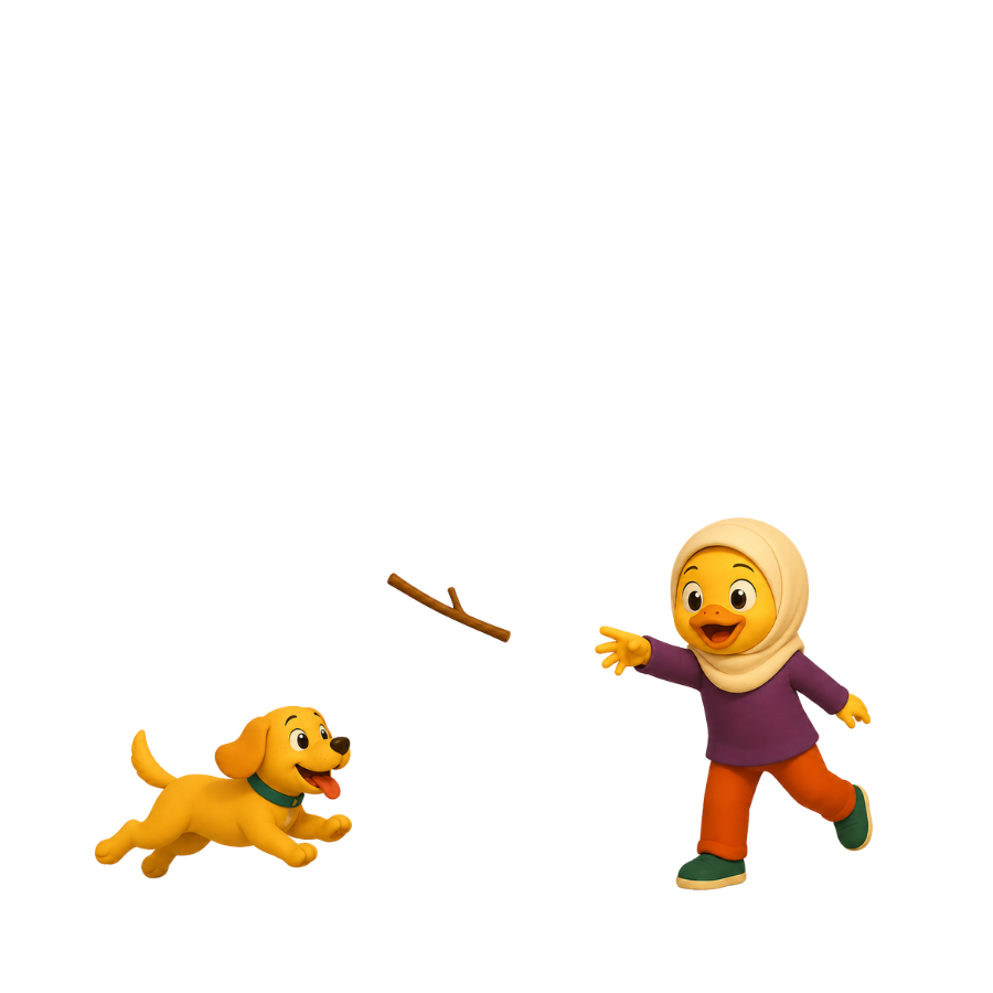 Fozia playing fetch with a dog