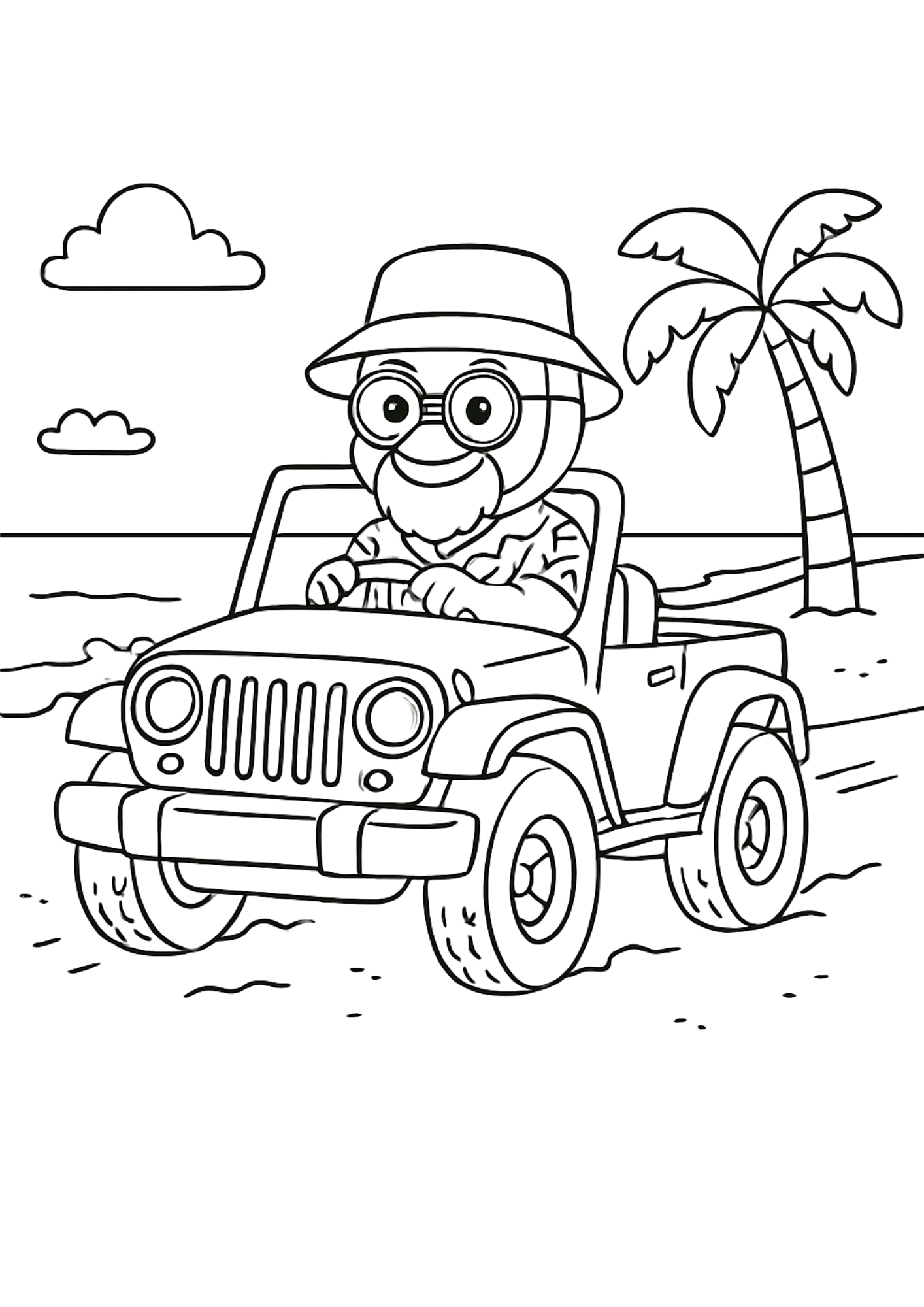 A seaside drive — interior colouring page from Iholide ka Anda Enkulu
