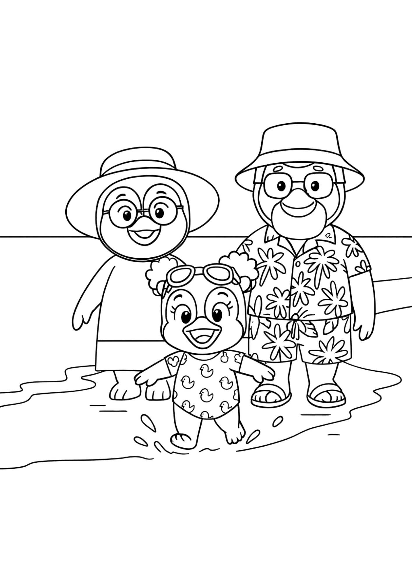 Family beach time — interior colouring page from Iholide ka Anda Enkulu