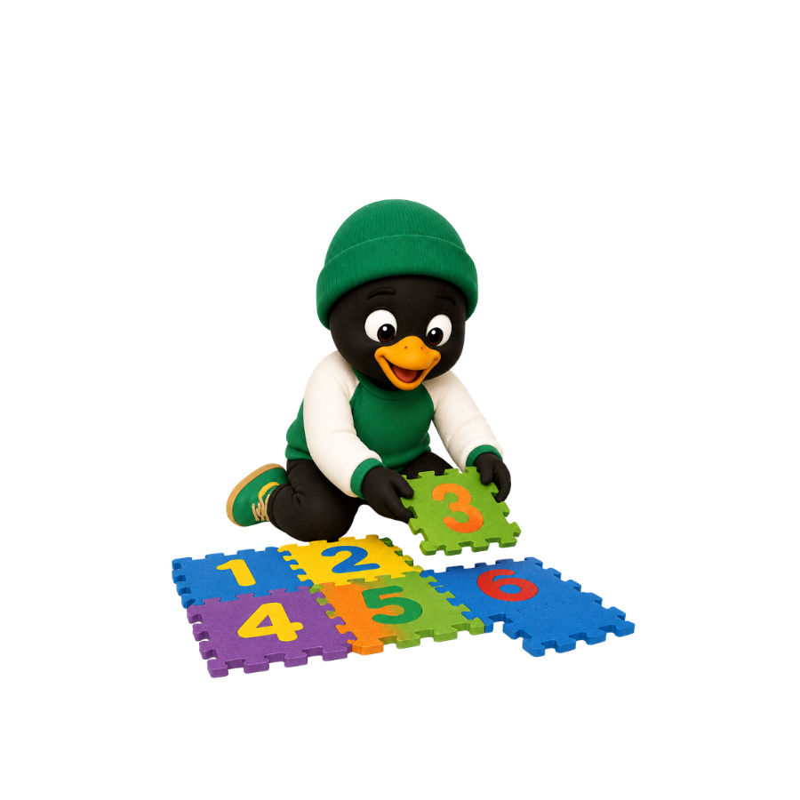 Nate playing with number mats