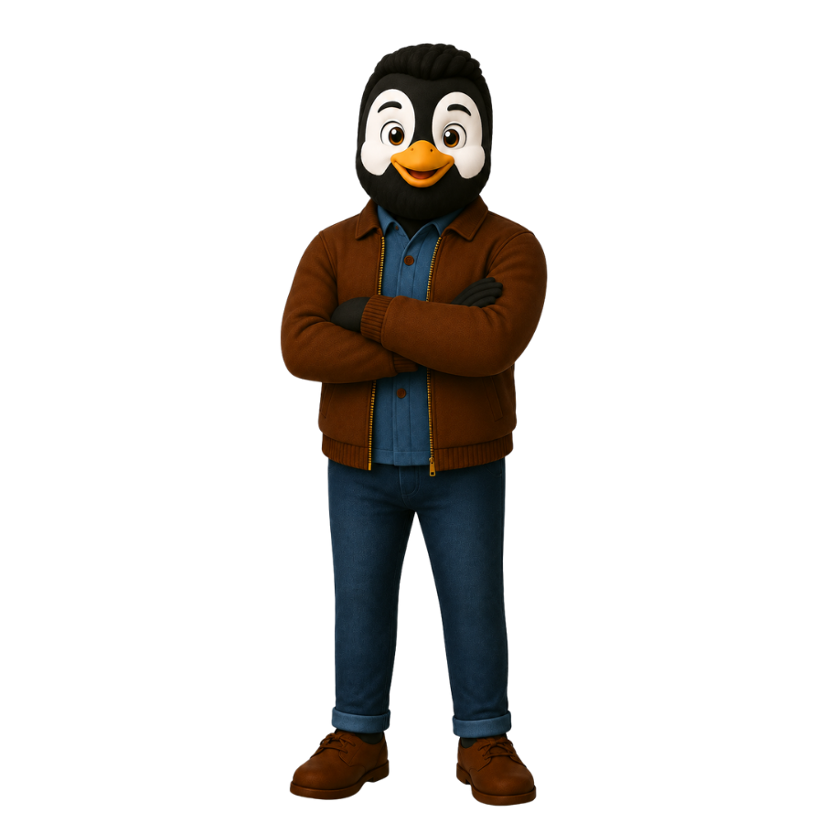 Tata standing with his arms folded